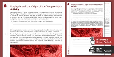 Porphyria Vampire Myth Origin Activity - Beyond Science