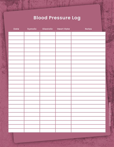 Free Printable Blood Pressure and Heart Rate Tracker – SmashingDocs.com