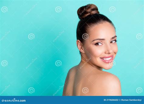 Profile Side View Portrait Of Attractive Cheery Girl Fresh Skin Aesthetic Copy Space Ad Isolated