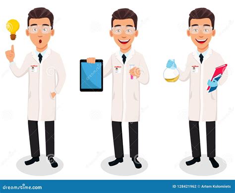 Scientist Man. Handsome Cartoon Character Vector Illustration | CartoonDealer.com #128421962