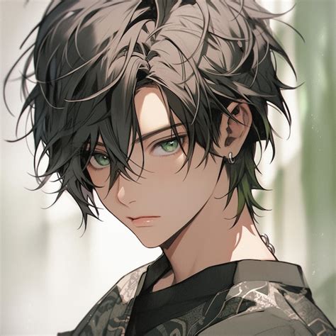 Anime Boy With Green Eyes And Black Hair