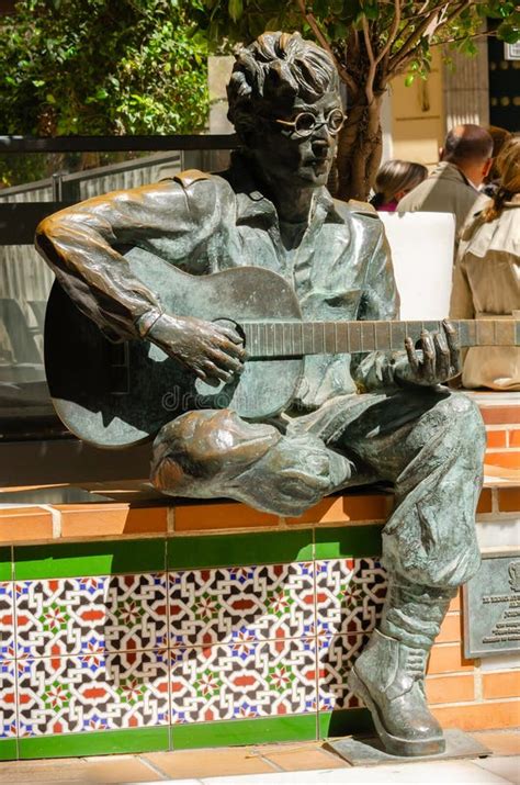 Almeria Spain April A Bronze Statue Of John Lennon Sitting