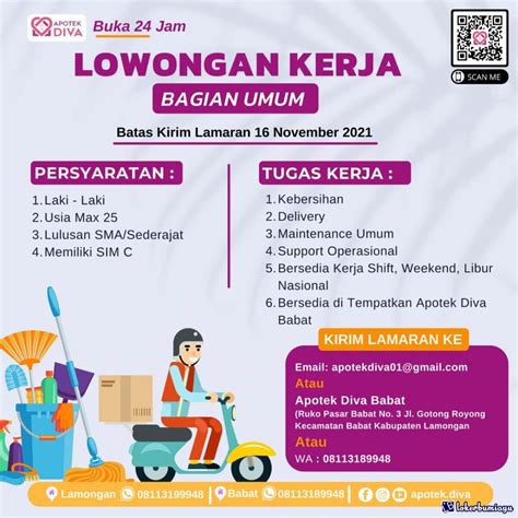 Lowongan Kerja Bagian Umum Apotek Diva Lamongan