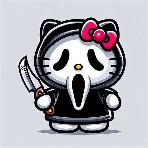 Hello Kitty X Ghostface PNG, Horror Kitty PNG, Hello Kitty🥳 Jogue com ...