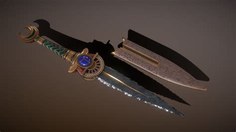 Ob 02 Egyptian Necromancer Kit Obsidian Dagger 3d Model By