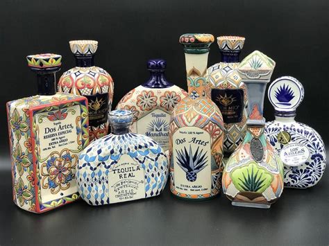 Found Ceramic Tequila Bottle Collection Tequila Mexico Shots