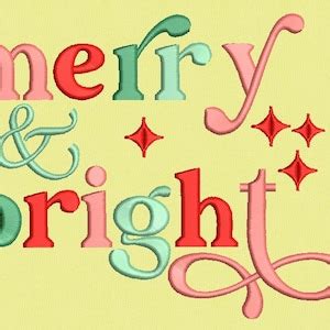 Merry And Bright Embroidery Design Christmas Embroidery Design