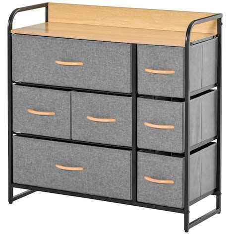 Homcom Modern 8 Drawer Light Gray Chest Of Drawers 315 In W X 31 In