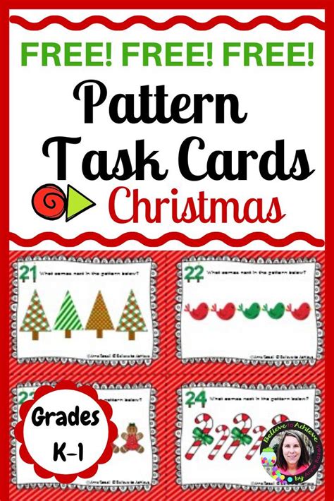 A Christmas Themed Pattern Task Card With The Words Free Printables