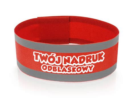 Opaska Odblaskowa Indywidualny Nadruk 5 Cm Czerwona HVR Wear Pl