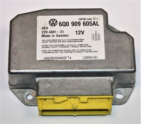 Used Genuine VW Beetle Air Bag Ecu Control Module 6Q0 909 605 AL UK