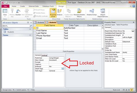 Access Field Properties Locked VBA And VB Net Tutorials Learning And