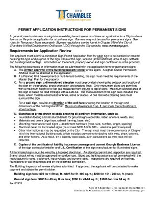 Fillable Online Permit Application Instructions For Permanent Signs