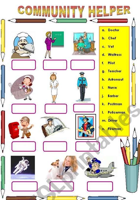 Community Helper Esl Worksheet By Eshilde