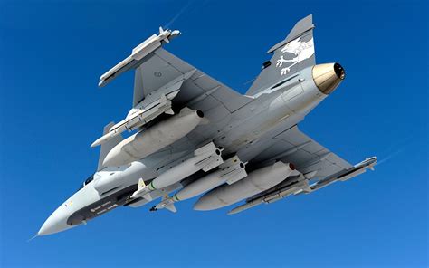 Fonds d ecran Avions Avion de chasse Fusée SAAB Swedish Gripen JAS 39