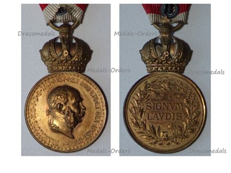 Austria Hungary Austrian Ww1 Medal Bronze Signum Laudis Crown 1886 1917