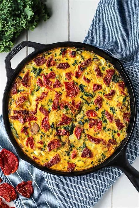 Sausage Frittata With Kale And Sun Dried Tomatoes Whole30 Friendly