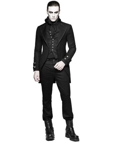 Punk Rave Herren Gothic Morgen Jacke Frack Herren Schwarz Steampunk