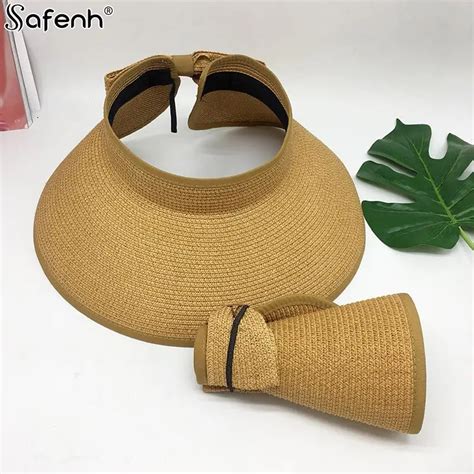 1pcs Women Summer Visors Hat Foldable Sun Hat Wide Large Brim Beach Hats Straw Hat Beach