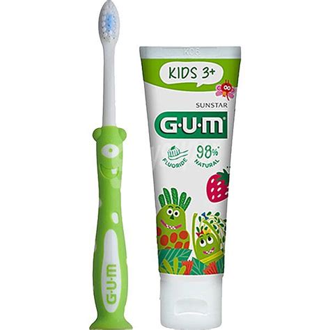 GUM Kids pack cepillo de dientes suave gel dentífrico con sabor a