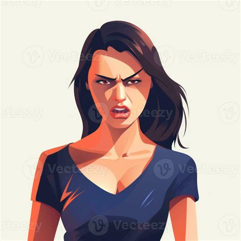 Angry Woman In Flat Minimalistic Animation Ai Generated 29996186 Stock