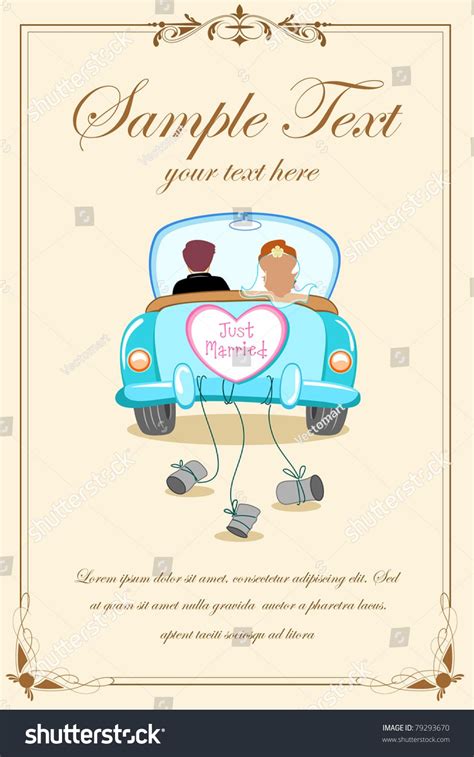 Illustration Of Just Married Couple In Wedding Car Wedding Car Wedding