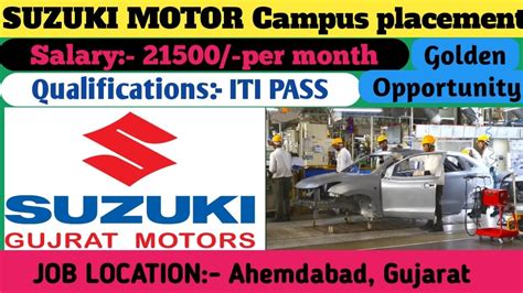 Suzuki Motor Campus Placement 2024 Apprentice FTC ITI Pass Salary