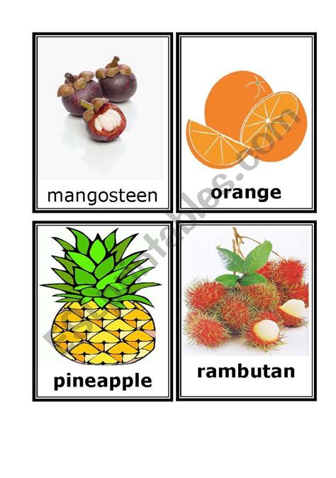 Fruits Flash Cards Part Esl Worksheet By Junnicle