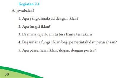 Kunci Jawaban Bahasa Indonesia Kelas 8 Halaman 30 Kegiatan 2 1 Iklan