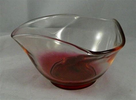 Vintage Replacement Indiana Glass Top Dish Chip N Dip Red Ombre Triangle Bowl Indiana Glass