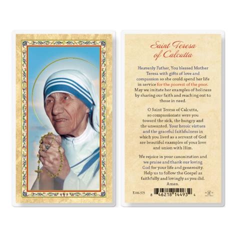 Prayer To Saint Teresa Of Calcutta Holy Cards Laminated Hot Etsy