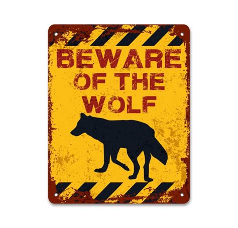 Beware Of The Wolf Wolf Wall Decor Funny Caution Sign Allhap