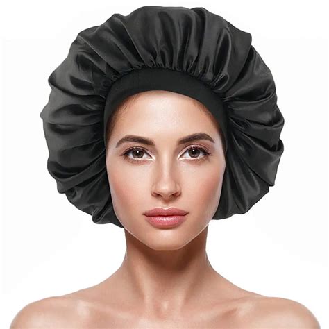 Fashion Satin Bonnet Silk Curly Natural Long Hair Sleep Cap Women Night