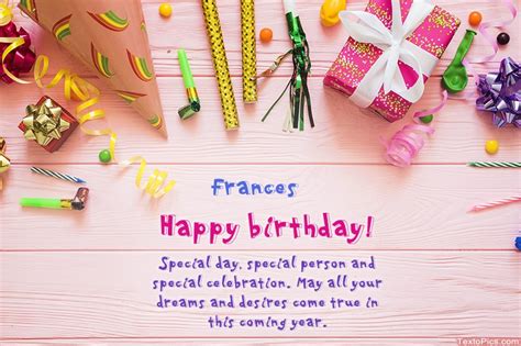 Happy Birthday Frances pictures congratulations.