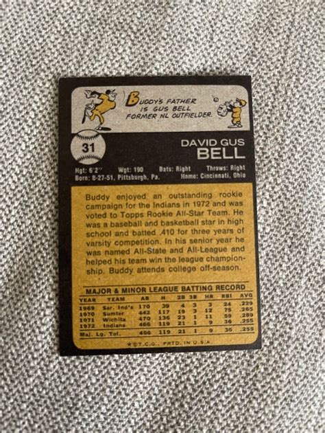 DCC 1973 Topps Buddy Bell Rookie Cup Cleveland Indians 31 NM MK EBay