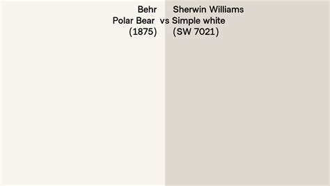 Behr Polar Bear 1875 Vs Sherwin Williams Simple White SW 7021 Side