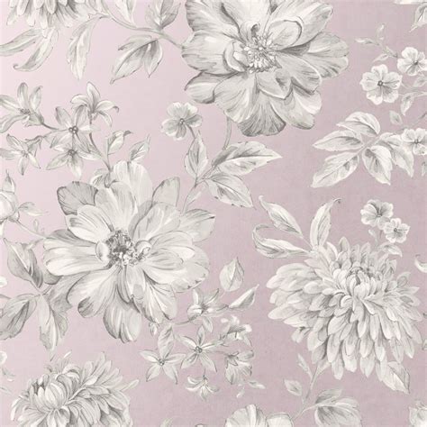 Lucia Mauve Floral Wallpaper