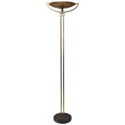 Deco Period Brass Torchiere Floor Lamp At 1stdibs