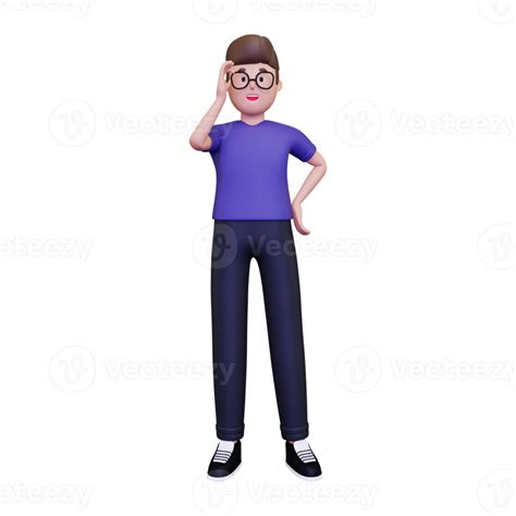 3d Man Holding Glasses Illustration 10871652 Png