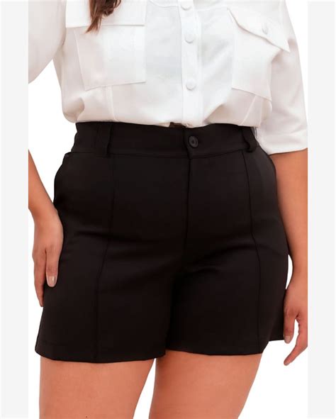 Riachuelo Shorts Plus Size Alfaiataria Elástico no cós