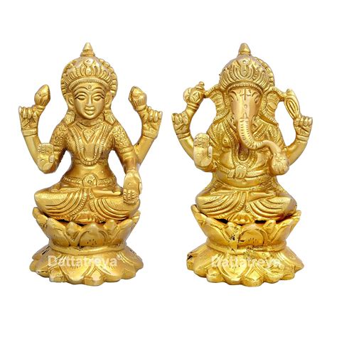 Buy Dattatreya Brass Lakshmi Ganesha Murti Height 6 Inches Online At