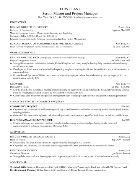 Agile Scrum Master Resume Examples For 2025 Resume Worded