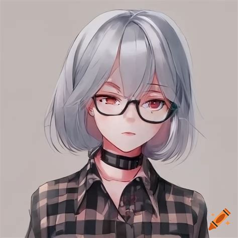 Anime Girl With White Hair And Glasses On Craiyon