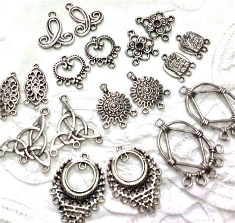 Earring Components 9 Pairs Silver Tone Metal Findings For