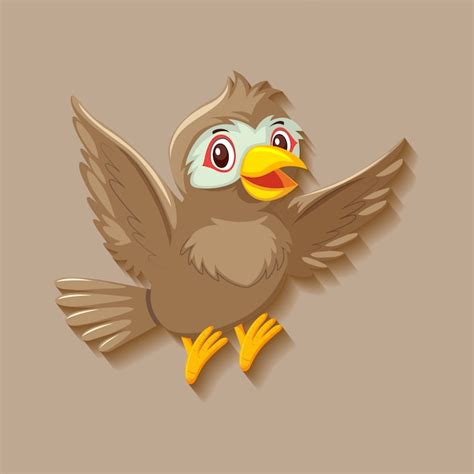 Premium Vector Cute Sparrow Bird Cartoon Character