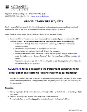 Fillable Online OFFICIAL TRANSCRIPT REQUESTS CLICK HERE To Be Directed