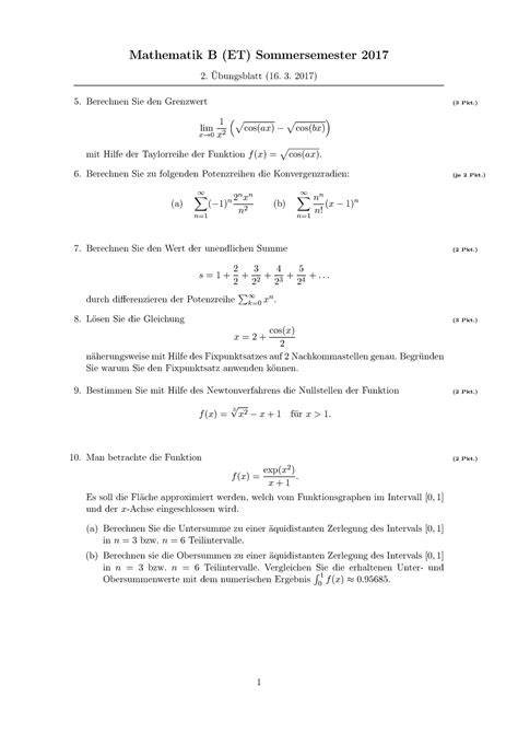 Mathe B UEB 2 SS 2017 Mathematik B ET Sommersemester 2017