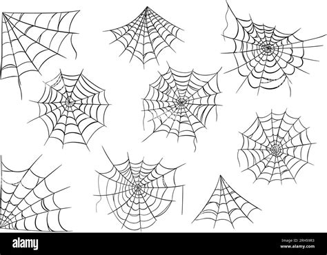 Spiderweb Simple Black Silhouette Icon Set For Halloween Isolated On