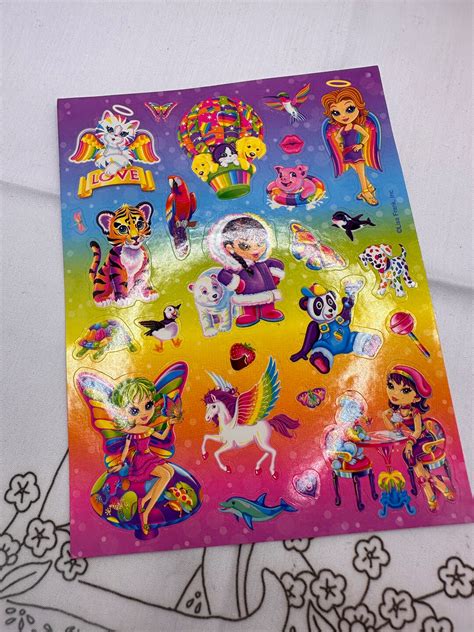 Lisa Frank Page Of Vintage Stickers Lisa Frank Party Decor Lisa Frank Craft Supply Themed