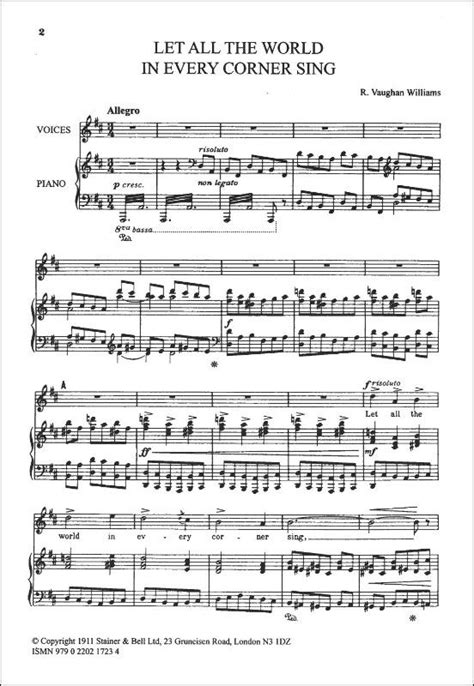 Ralph Vaughan Williams Choral Sheet Music Buy Online